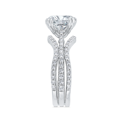 Split Shank Cushion Cut Diamond Engagement Ring in 14K White Gold (Semi-Mount)