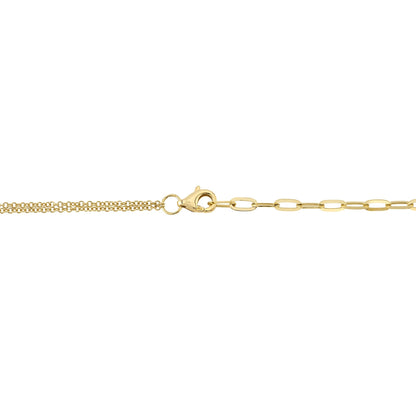0.13CT DIAMOND & 0.39CT COMPOSITE TURQUOISE 14K Y/G HEART PAPER CLIP LINK NECKLACE
