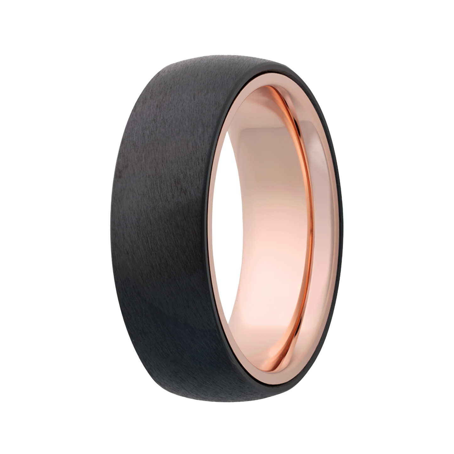 Zirconium Rose Gold Dome Comfort Fit Satin