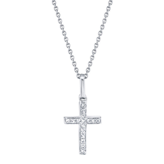 0.06CT 14K W/G DIAMOND CROSS NECKLACE