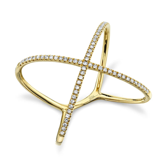 0.18CT 14K Y/G DIAMOND LADY'S "X" RING