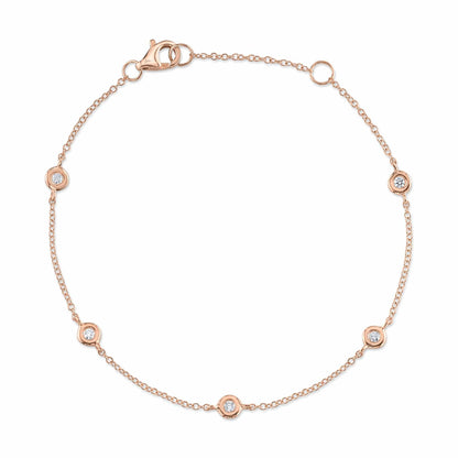 0.13CT 14K R/G 7" DIAMONDS BY THE YARD BRACELET