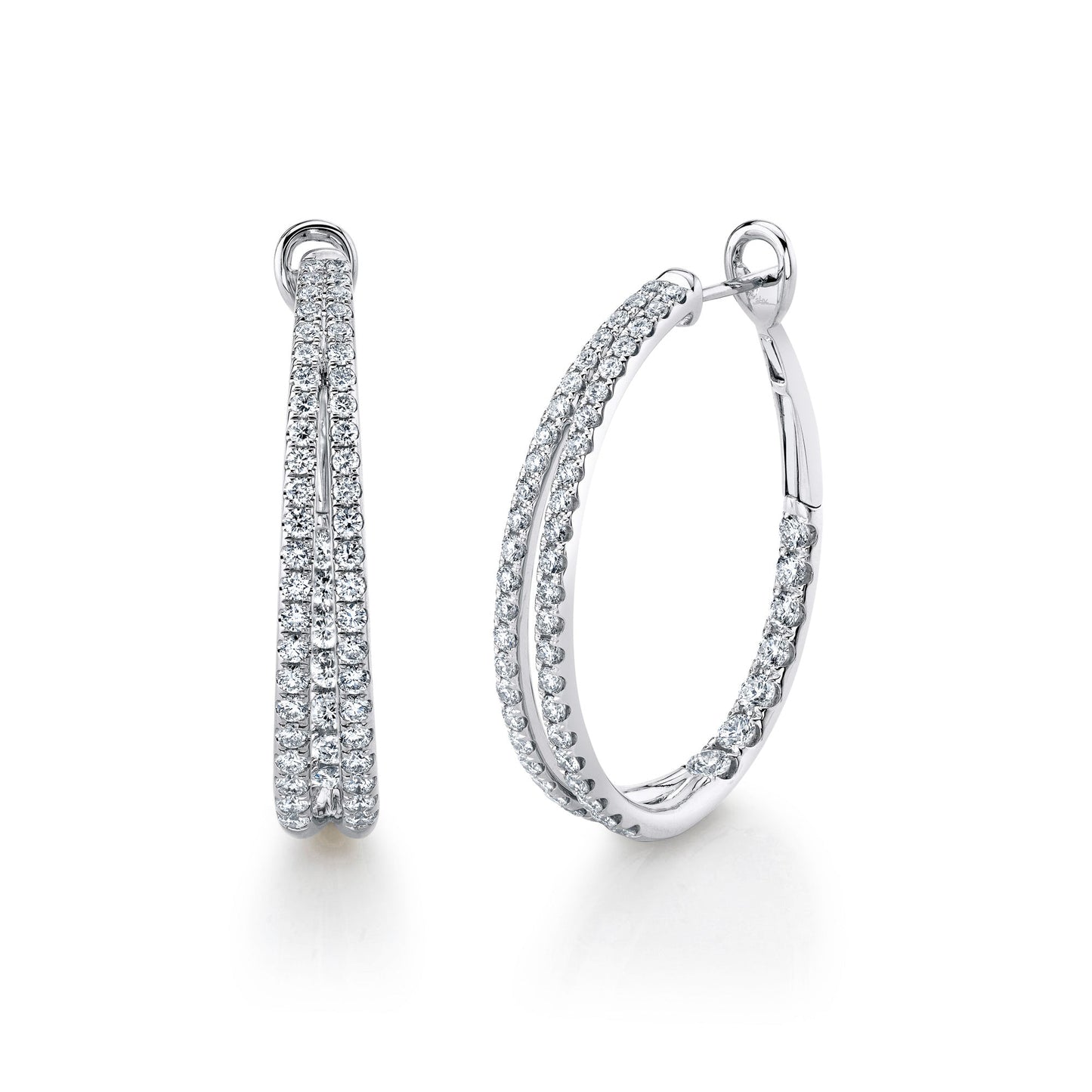 2.67CT 14K W/G DIAMOND OVAL HOOP EARRING