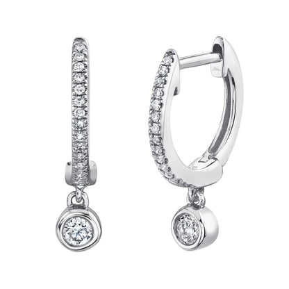 0.14CT 14K W/G DIAMOND BEZEL HUGGIE EARRING