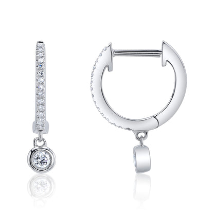 0.14CT 14K W/G DIAMOND BEZEL HUGGIE EARRING