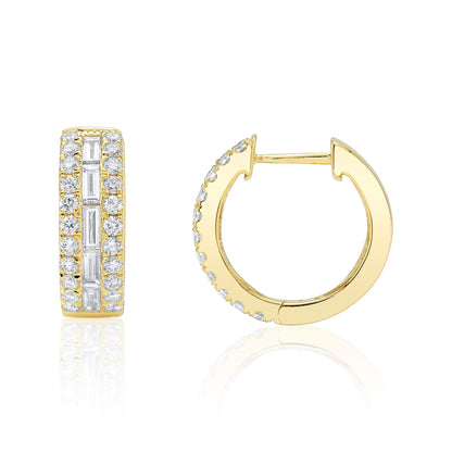 1.09CT 14K Y/G DIAMOND BAGUETTE HOOP EARRING