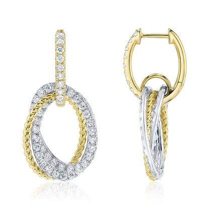 2.33CT 14K2T Y/W DIAMOND OVAL EARRING