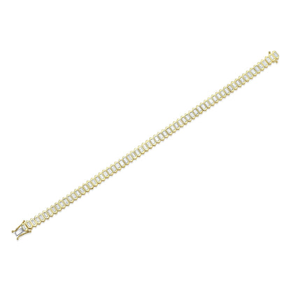 3.25CT 14K Y/G DIAMOND BAGUETTE BEZEL TENNIS BRACELET