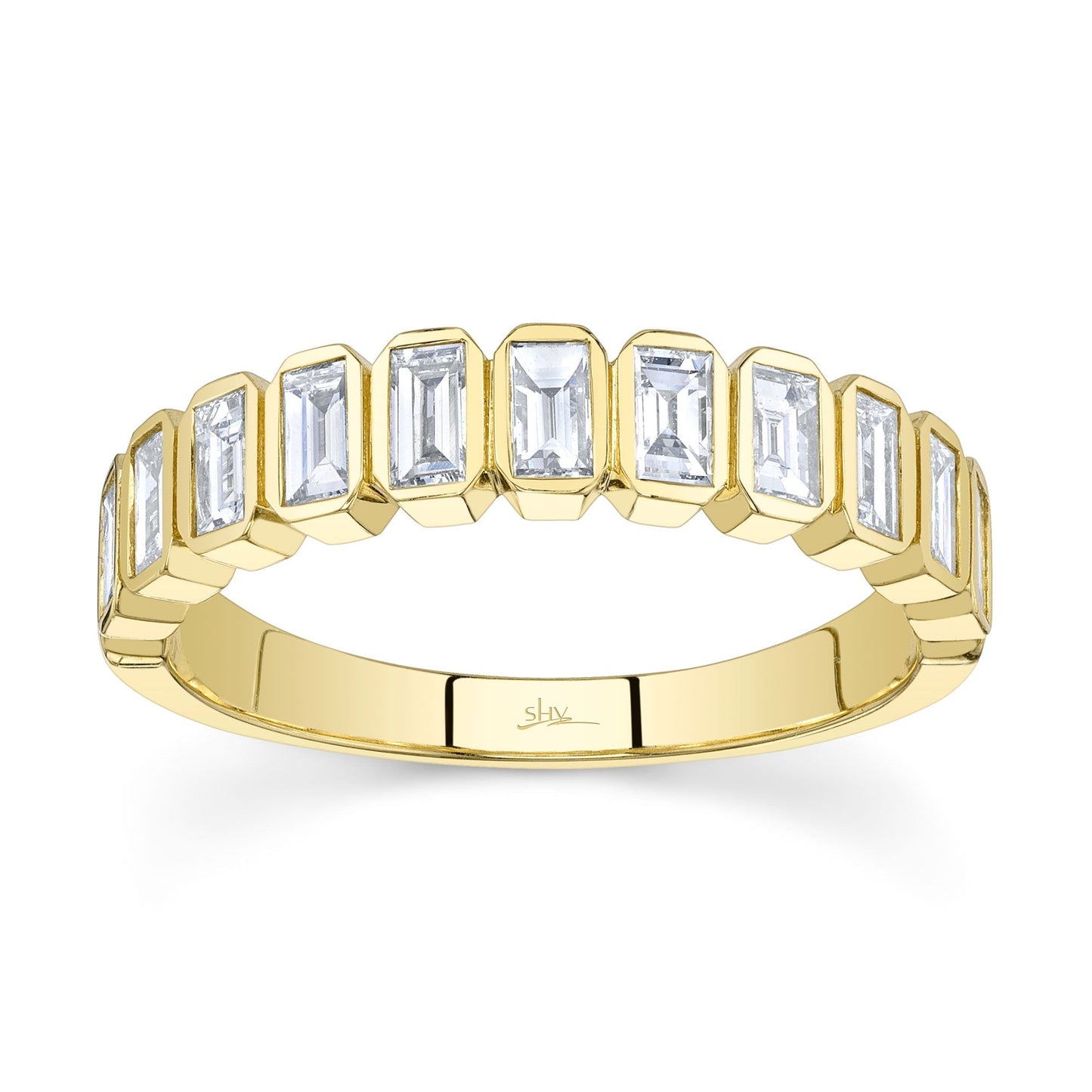 0.78CT 14K Y/G DIAMOND BAGUETTE BEZEL BAND