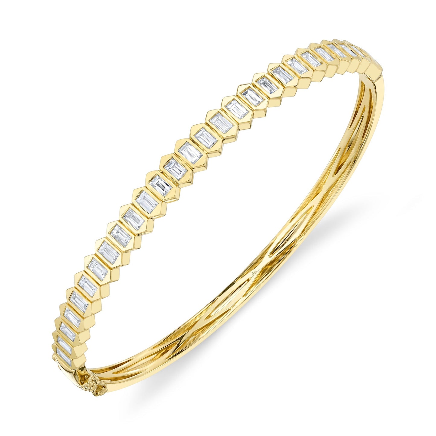 1.70CT 14K Y/G DIAMOND BAGUETTE BEZEL BANGLE