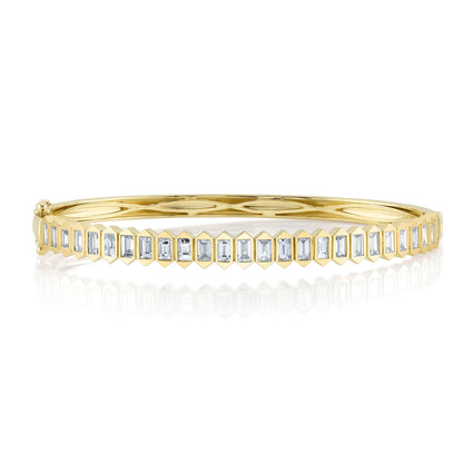 1.70CT 14K Y/G DIAMOND BAGUETTE BEZEL BANGLE