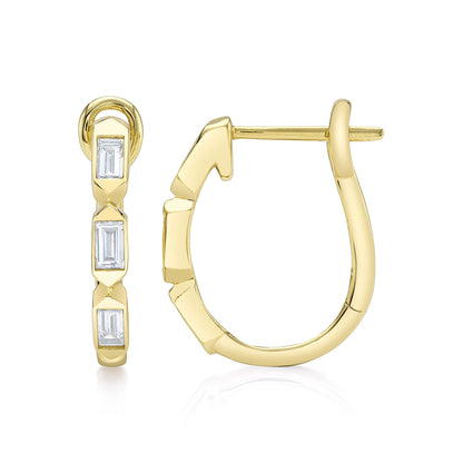 0.30CT 14K Y/G DIAMOND BAGUETTE BEZEL OVAL HOOP EARRING