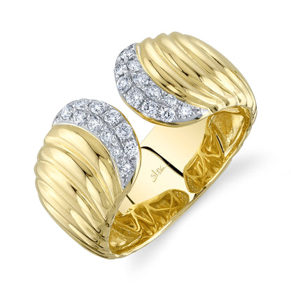 0.26CT 14K Y/G DIAMOND RIBBED RING SZ 6
