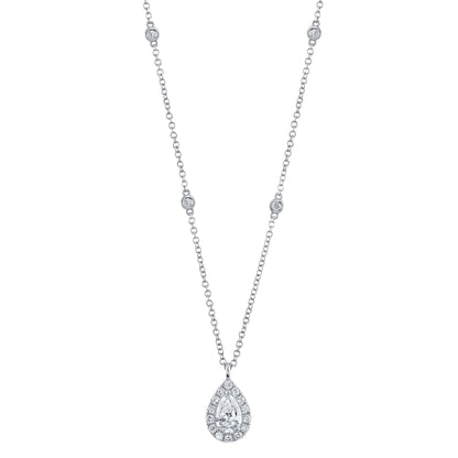0.40CT-CTR(PEAR) 0.21CT-SIDE 14K W/G DIAMOND NECKLACE