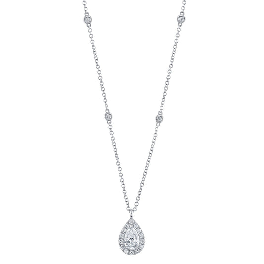 0.40CT-CTR(PEAR) 0.21CT-SIDE 14K W/G DIAMOND NECKLACE