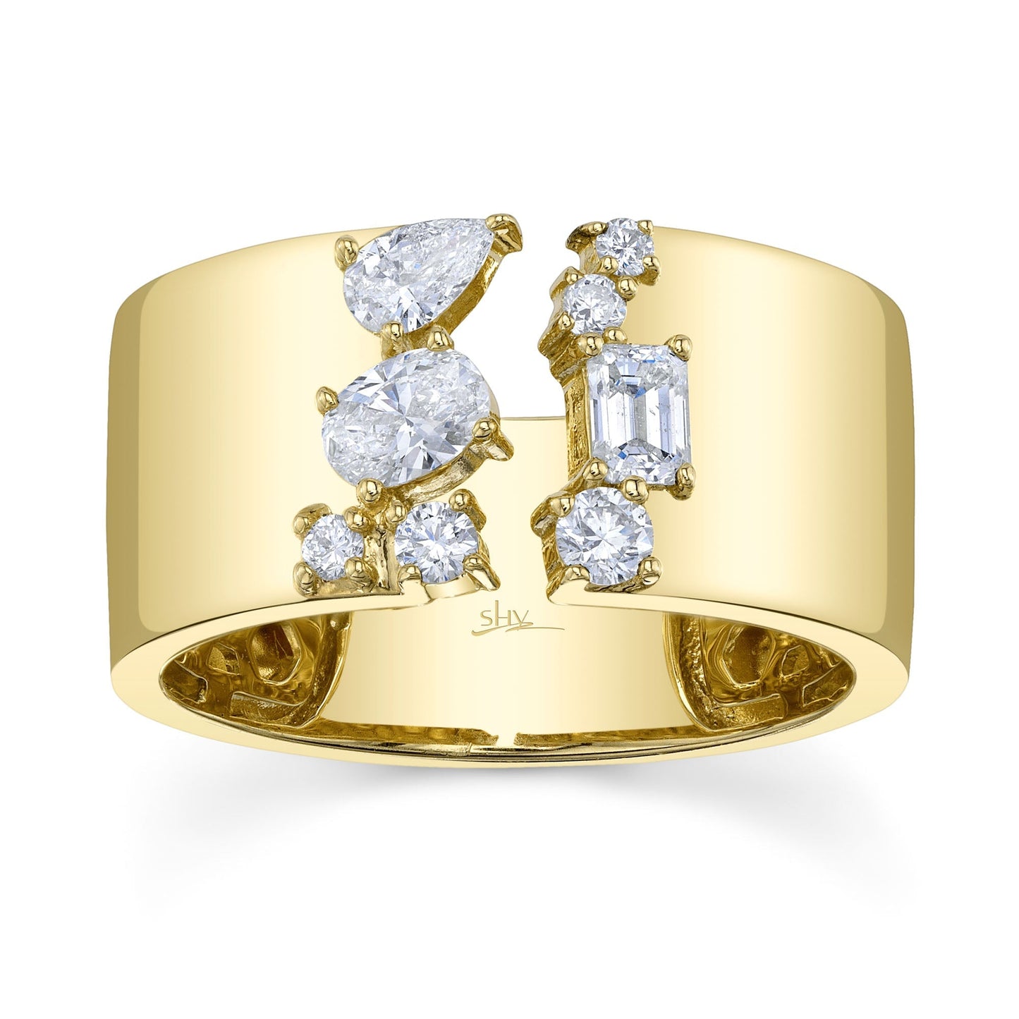 0.61CT 14K Y/G DIAMOND EMERALD OVAL PEAR LADY'S RING