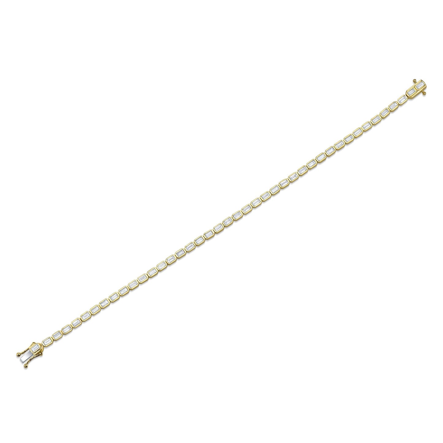 2.20CT 14K Y/G DIAMOND BAGUETTE BEZEL TENNIS BRACELET