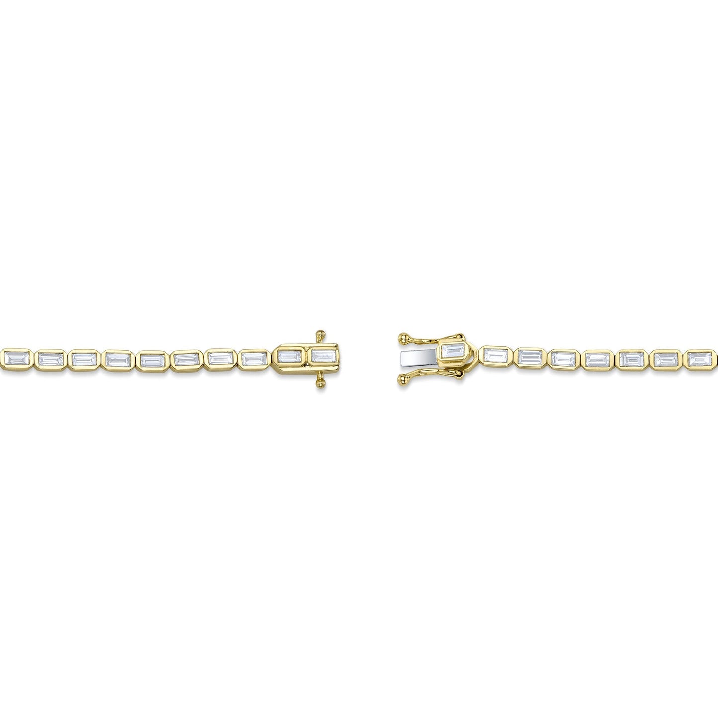 2.20CT 14K Y/G DIAMOND BAGUETTE BEZEL TENNIS BRACELET