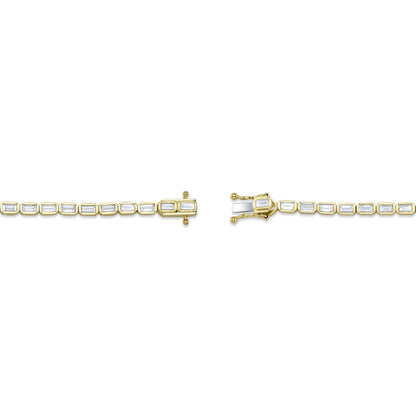 2.20CT 14K Y/G DIAMOND BAGUETTE BEZEL TENNIS BRACELET