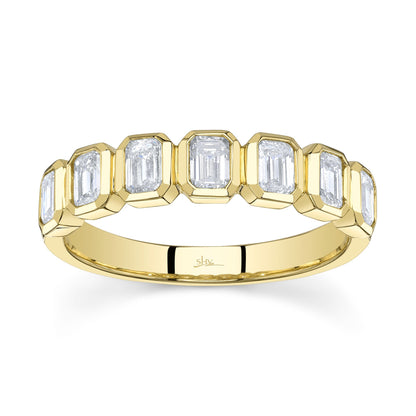 1.05CT 14K Y/G DIAMOND EMERALD BEZEL BAND