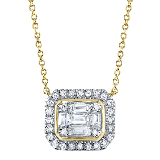 0.41CT 14K Y/G DIAMOND BAGUETTE NECKLACE