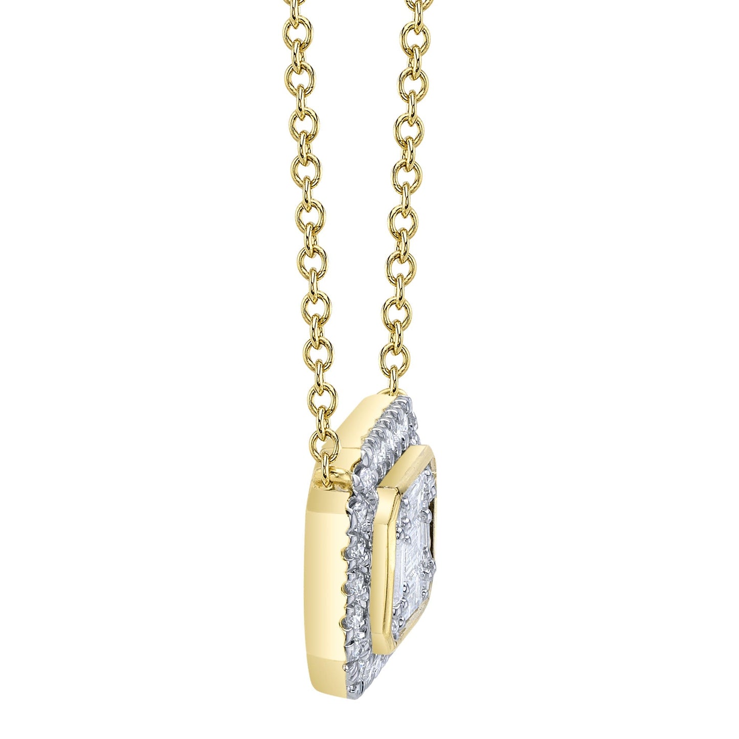 0.41CT 14K Y/G DIAMOND BAGUETTE NECKLACE
