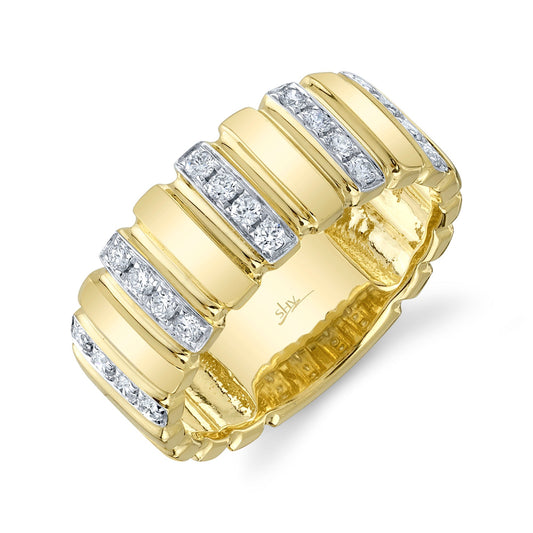 0.32CT 14K Y/G DIAMOND RIBBED RING SZ 6