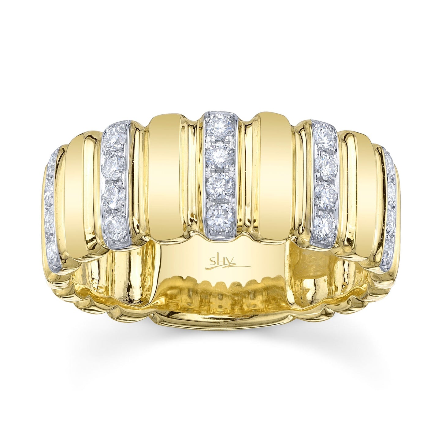 0.32CT 14K Y/G DIAMOND RIBBED RING