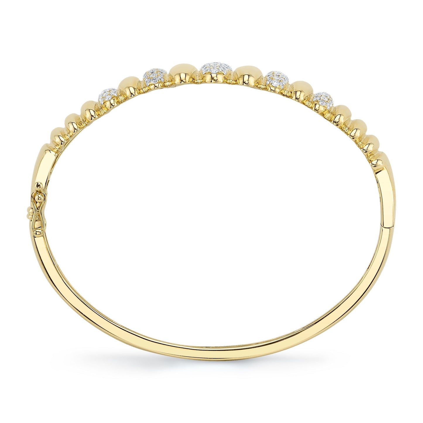 2.19CT 14K Y/G DIAMOND PAVE RIBBED BANGLE