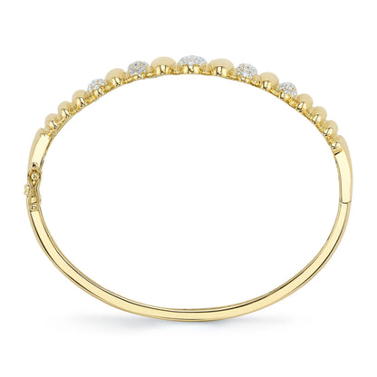 2.19CT 14K Y/G DIAMOND PAVE RIBBED BANGLE