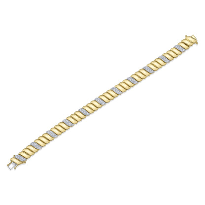 1.48CT 14K Y/G DIAMOND RIBBED BRACELET