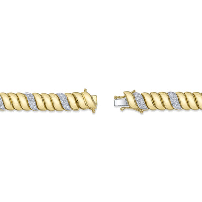 1.48CT 14K Y/G DIAMOND RIBBED BRACELET
