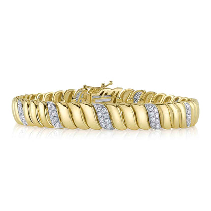 1.48CT 14K Y/G DIAMOND RIBBED BRACELET