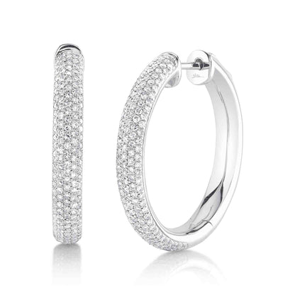 0.40CT 14K W/G DIAMOND PAVE HOOP EARRING