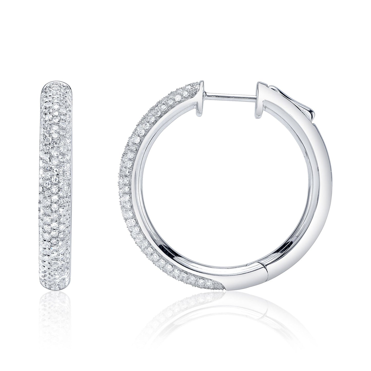 0.40CT 14K W/G DIAMOND PAVE HOOP EARRING