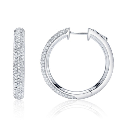 0.40CT 14K W/G DIAMOND PAVE HOOP EARRING