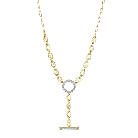 0.24CT 14K Y/G DIAMOND CIRCLE LINK LARIAT NECKLACE