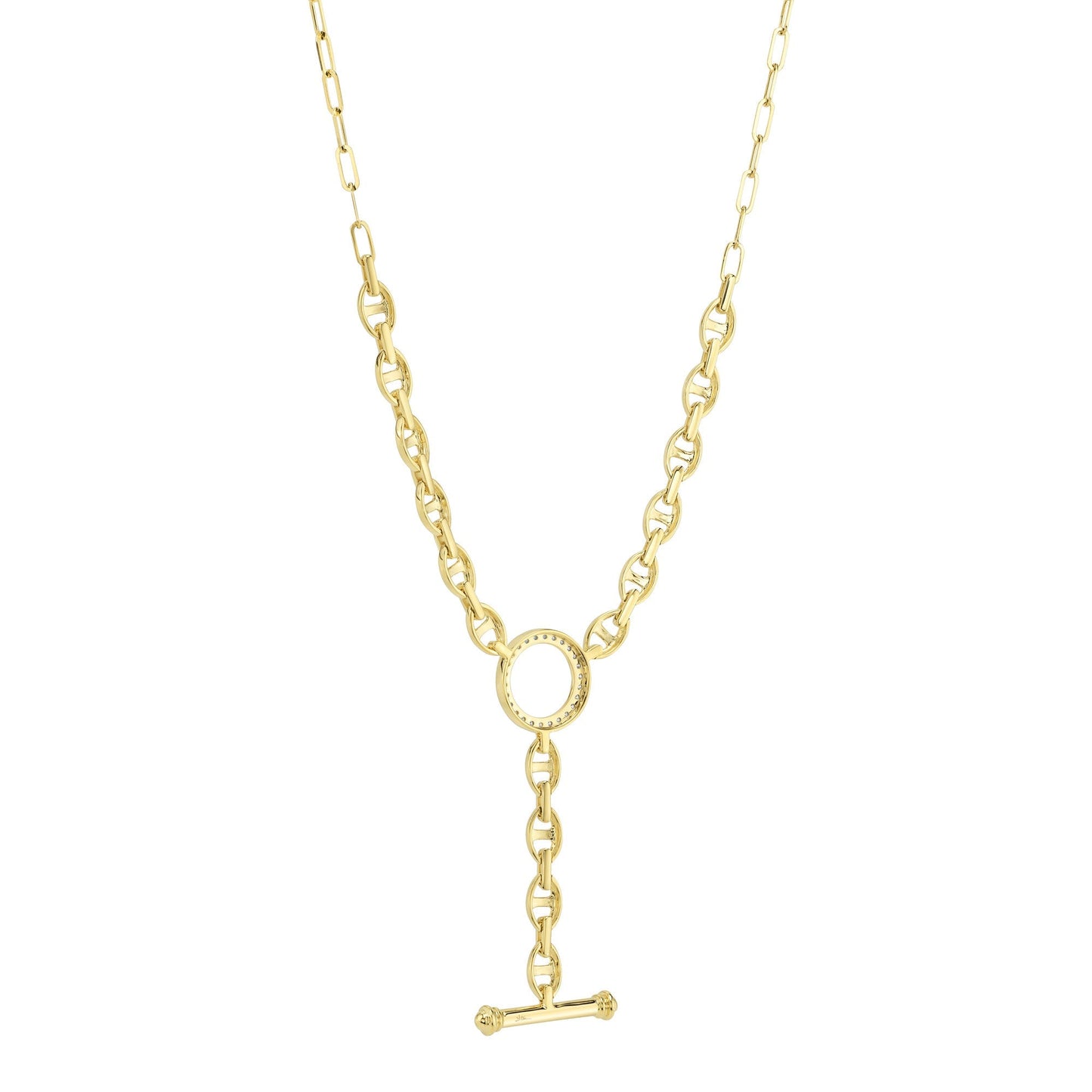 0.24CT 14K Y/G DIAMOND CIRCLE LINK LARIAT NECKLACE