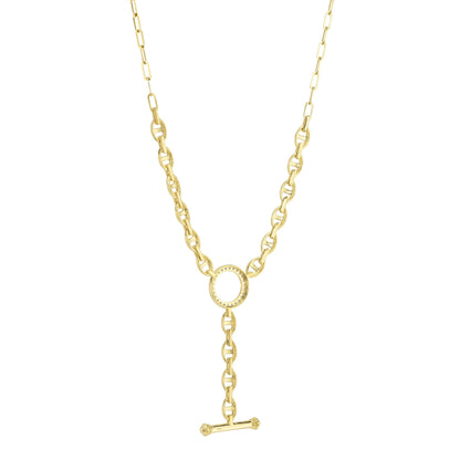 0.24CT 14K Y/G DIAMOND CIRCLE LINK LARIAT NECKLACE