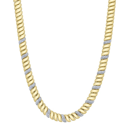 1.77CT 14K Y/G DIAMOND RIBBED NECKLACE
