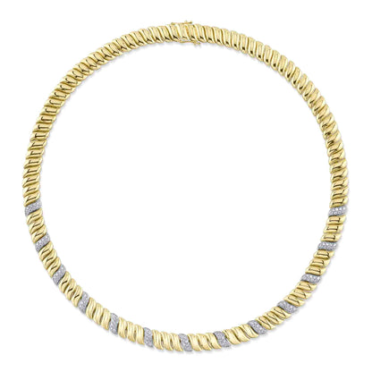 1.77CT 14K Y/G DIAMOND RIBBED NECKLACE
