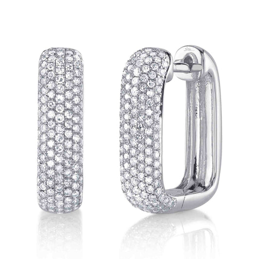 0.59CT 14K W/G DIAMOND PAVE RECTANGLE HOOP EARRING