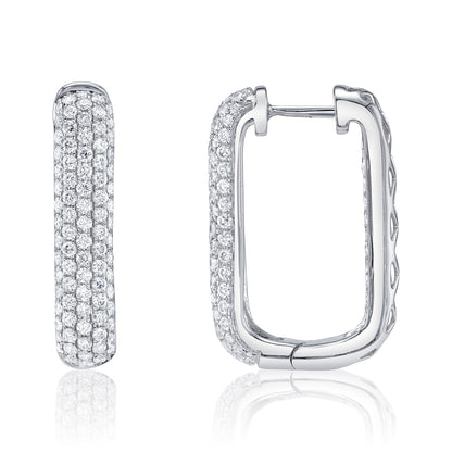 2.11CT 14K W/G DIAMOND PAVE RECTANGLE HOOP EARRING