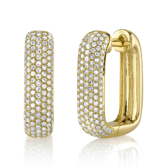 0.59CT 14K Y/G DIAMOND PAVE RECTANGLE HOOP EARRING