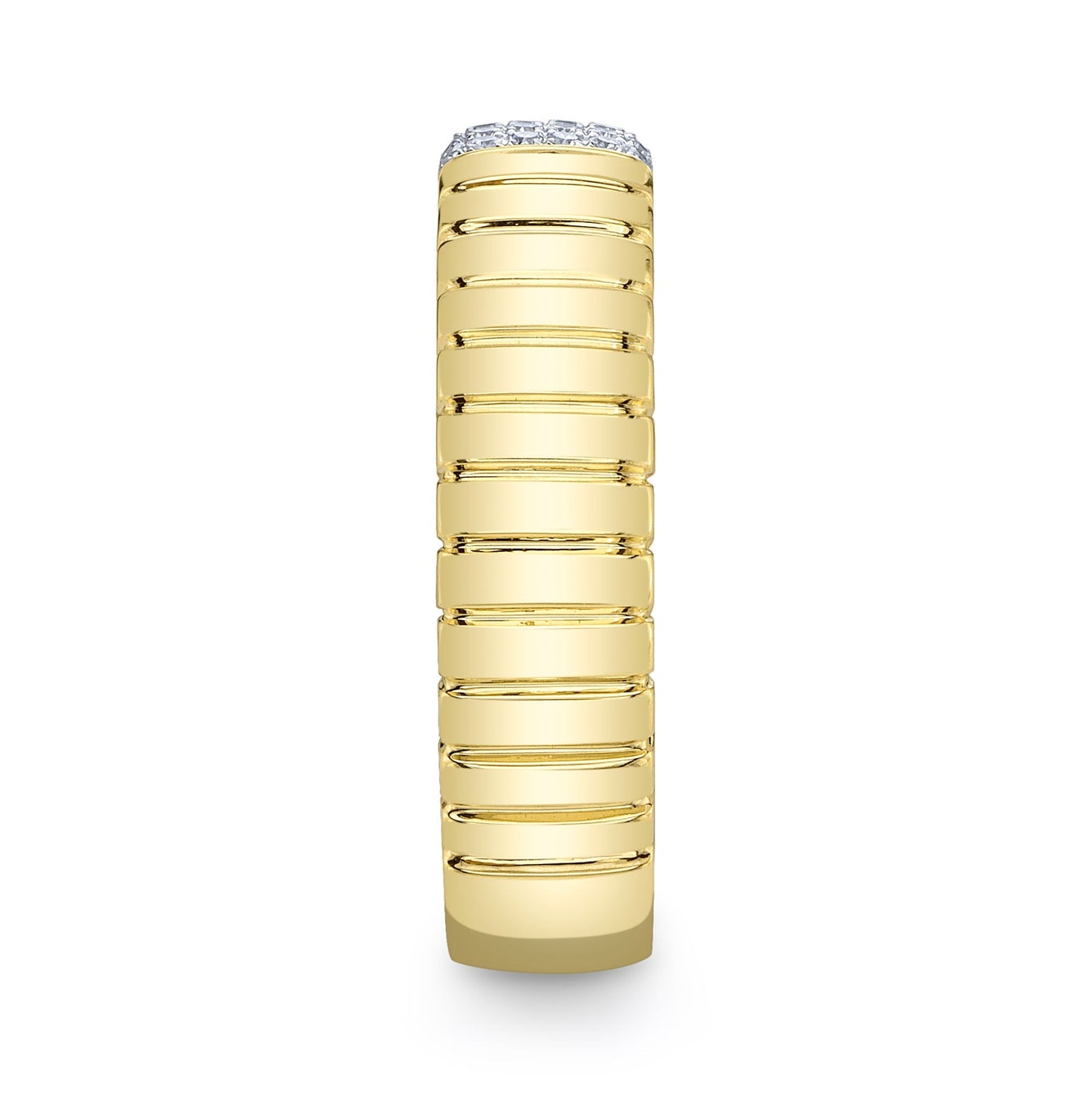 0.08CT 14K Y/G DIAMOND RIBBED BAND