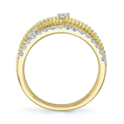 0.50CT 14K Y/G DIAMOND RIBBED BRIDGE RING