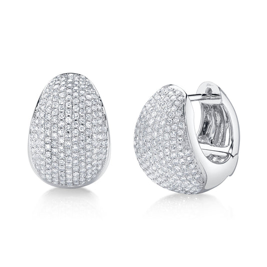 0.95CT 14K W/G DIAMOND PAVE HUGGIE EARRING