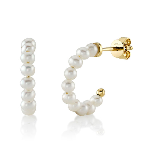 CULTURED PEARL HOOP EARRING