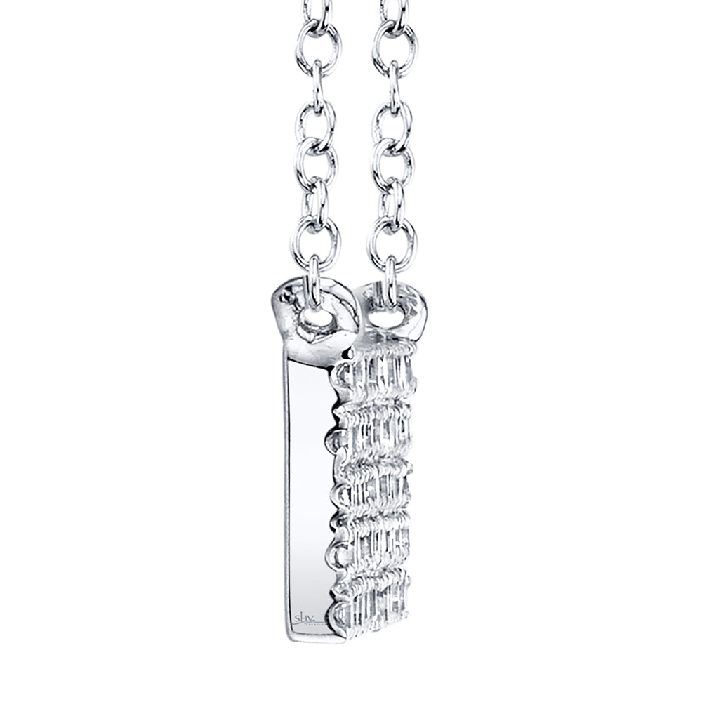 0.25CT 14K W/G DIAMOND PAVE BAR NECKLACE