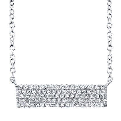0.25CT 14K W/G DIAMOND PAVE BAR NECKLACE